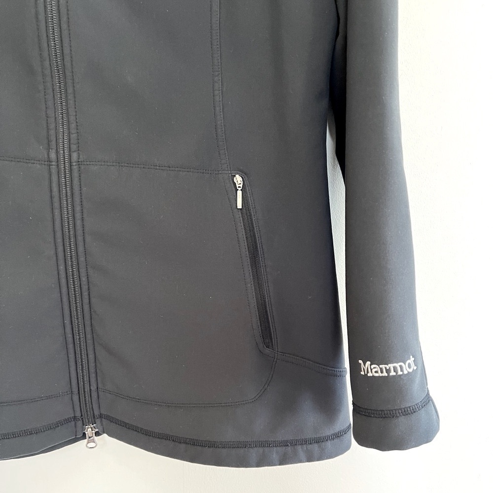 Marmot Soft Shell Fleece Lined Hooded Full Zip Unisex Black Jacket, L - Picture 12 of 13